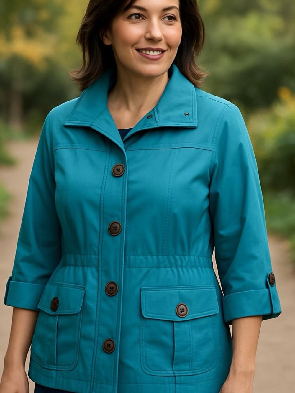 Koret Teal Utility Jacket with Button Front Size 12